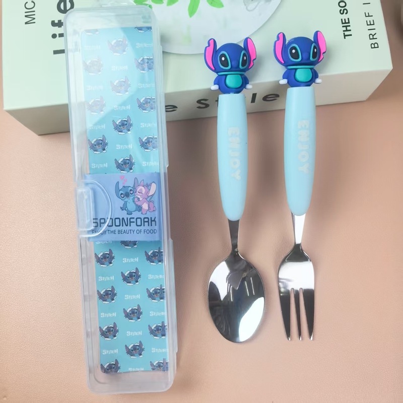 8036スティッチ携帯アニメ410ステンレス食器2点セットフォークスプーンセット学生フォークスプーン|undefined