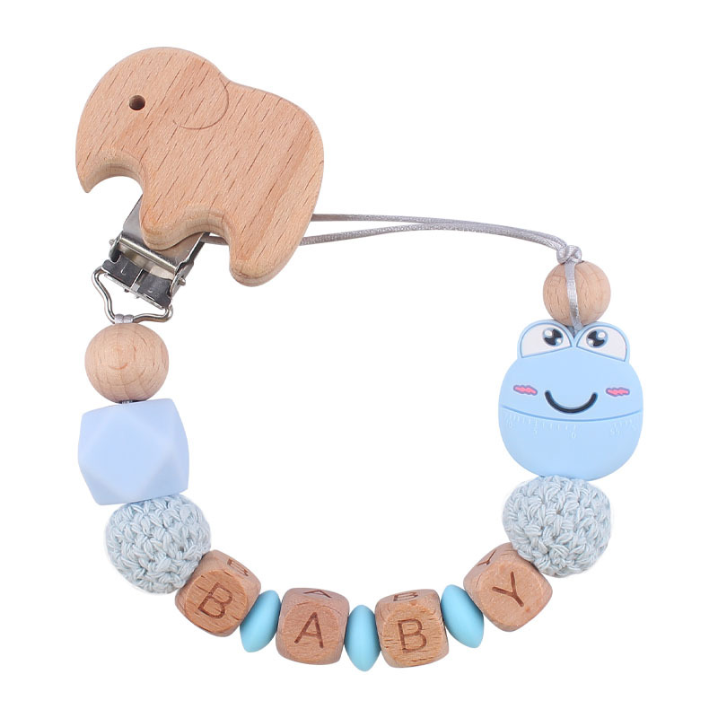 Suministros para bebés dibujos animados animal Rana pájaro mordedor chupete cadena calmante bebé mordedura molar cadena anti-caída