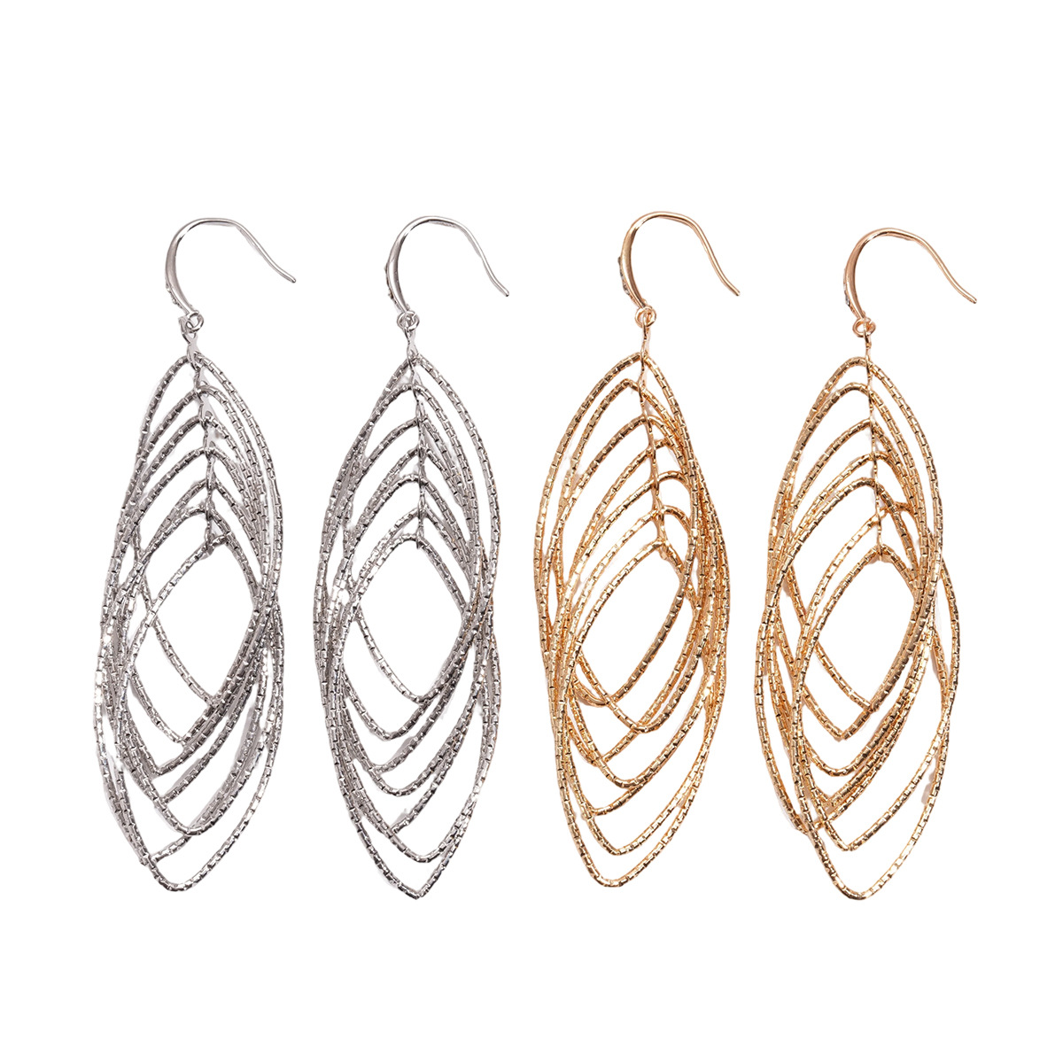 Europa y los Estados Unidos metal de zircón hueco oval gancho de orejas cruzadas personalidad transfronteriza nicho de moda alta sensación pendientes para mujeres