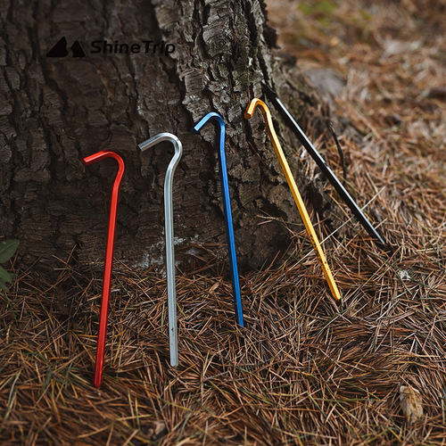Shanqu Camping Tent Aluminum Floor Nails Hexagonal Question Mark Shape High-Strength Ground Nails Tent Canopy Accessories Manufacturer
