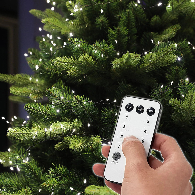 Decoración navideña LED Control remoto Cable verde oculto de baja tensión Lámpara de cobre Decoración navideña Lámpara de petardos Lámpara de árbol de Navidad Cadena de luces