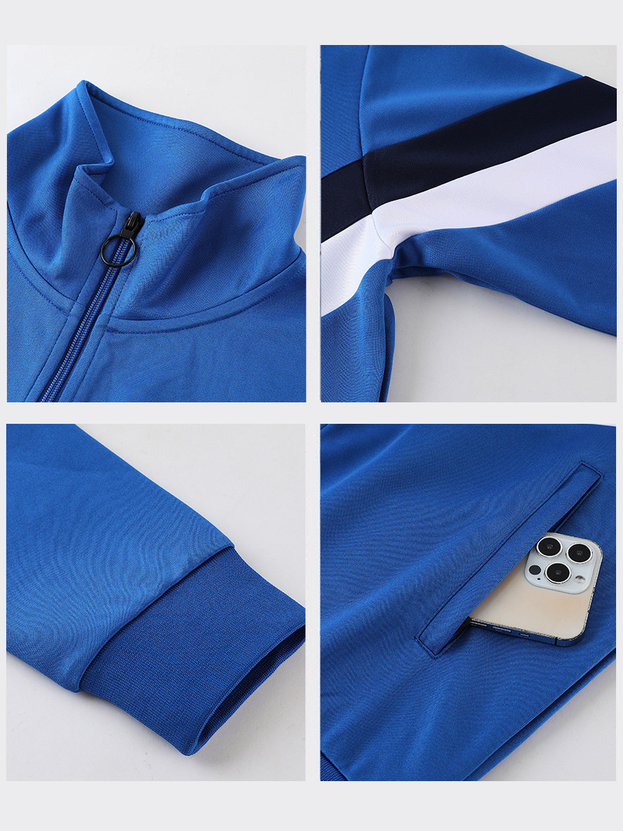 Cuello vertical empalme transfronterizo de dos piezas primavera y otoño grupo running trajes deportivos juveniles trajes deportivos personalizados para hombres