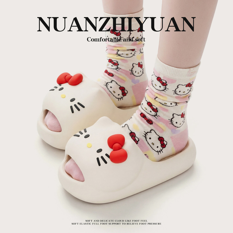 Nanbaowang Cute Cat Slippers for Women, Breathable for Summer, Suitable for Outdoor Use, Cute Home Slippers with a Soft, Non-Slip Feel