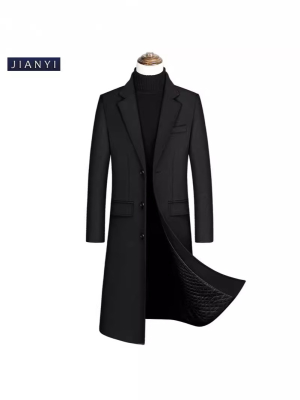 [Foreign Trade] Autumn and Winter Woolen Coat Men's Windbreaker Korean-style Slim-fit Long Overlacquered Thickened Woolen Coat Men's Wear