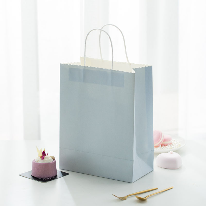 温柔莫兰迪蓝袋子印刷logo手提袋定 制牛皮纸袋圣诞节礼品袋