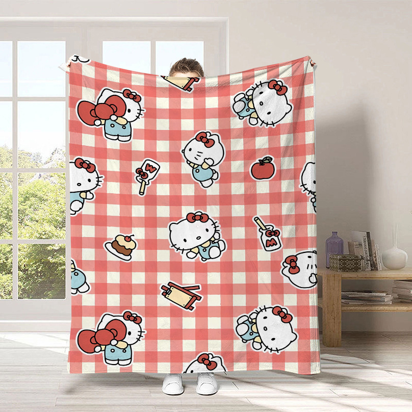 Monopolio transfronterizo de dibujos animados Sanrio mantas para niños lindas Hellokitty flange mantas de peluche cuatro estaciones mantas de peluche