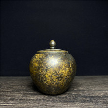 古玩老包浆铜器小铜罐子民国十二生肖浮雕老黄铜蛐蛐罐子老物件