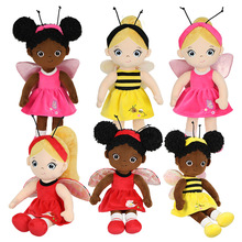 新款卡通仙子女孩娃娃頭蝴蝶蜜蜂女孩娃娃毛絨公仔兒童節日禮物