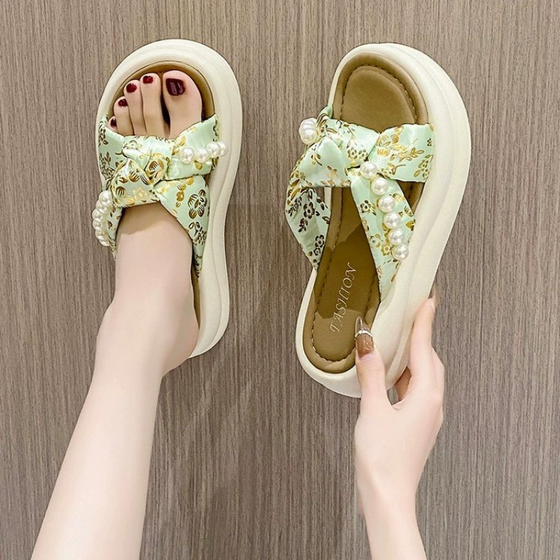 Женские летние сандалии 2025 года, новый стиль феи, с юбкой, на толстой подошве, пляжные шлепанцы, модные женские шлепанцы