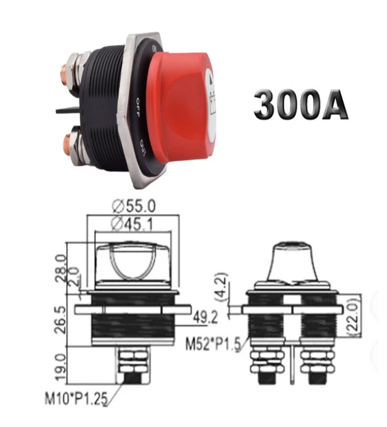 Rv Yacht Car Modified Battery Knob Switch 50A100A200A300A Dc Battery Power-Off Switch
