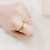 Brand ring stainless steel, silver glossy minimalistic accessory hip-hop style for beloved, Korean style, light luxury style, simple and elegant design