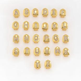 Cross-border new micro-inlaid zircon 18K hip-hop braces 26 letters side teeth teeth decoration rapper braces