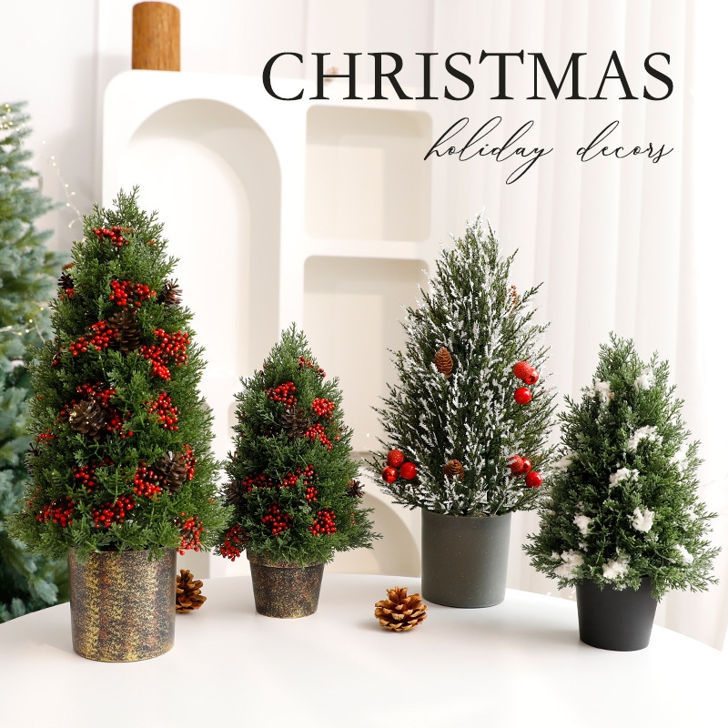 2025 transfronterizo nuevo árbol de Navidad decoración de árbol de Navidad escena de árbol de Navidad maceta de plástico decoración de árbol de Navidad al por mayor