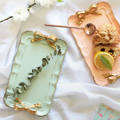 BB4C批發歐式復古蝴蝶結蛋糕糖果盤甜品小盤子ins首飾收納拍