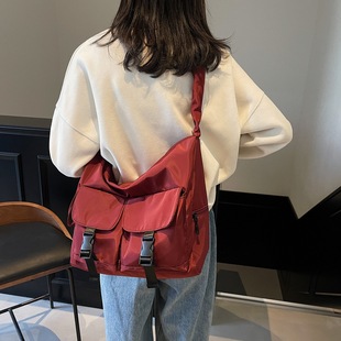 Simple Nylon Cloth Shoulder Bag Men's Large Capacity Lightweight Travel Bag Casual All-match Crossbody Bag Women's Workwear Style Backpack