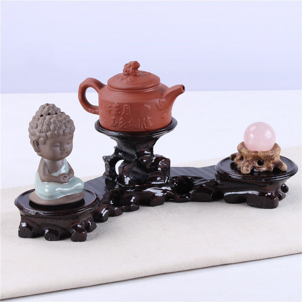 Mahogany solid wood base Qi jade purple sand teapot vase bonsai…