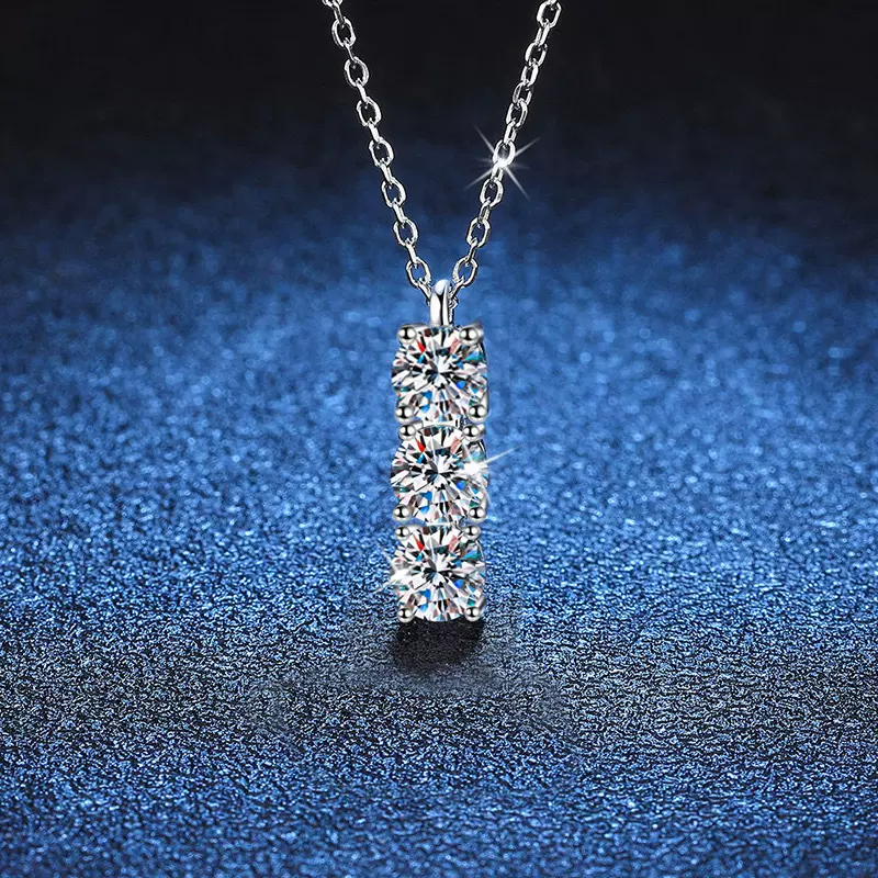 三生三世项链女几何三生石吊坠镶嵌锆石跨境时尚爆款不锈钢锁骨链