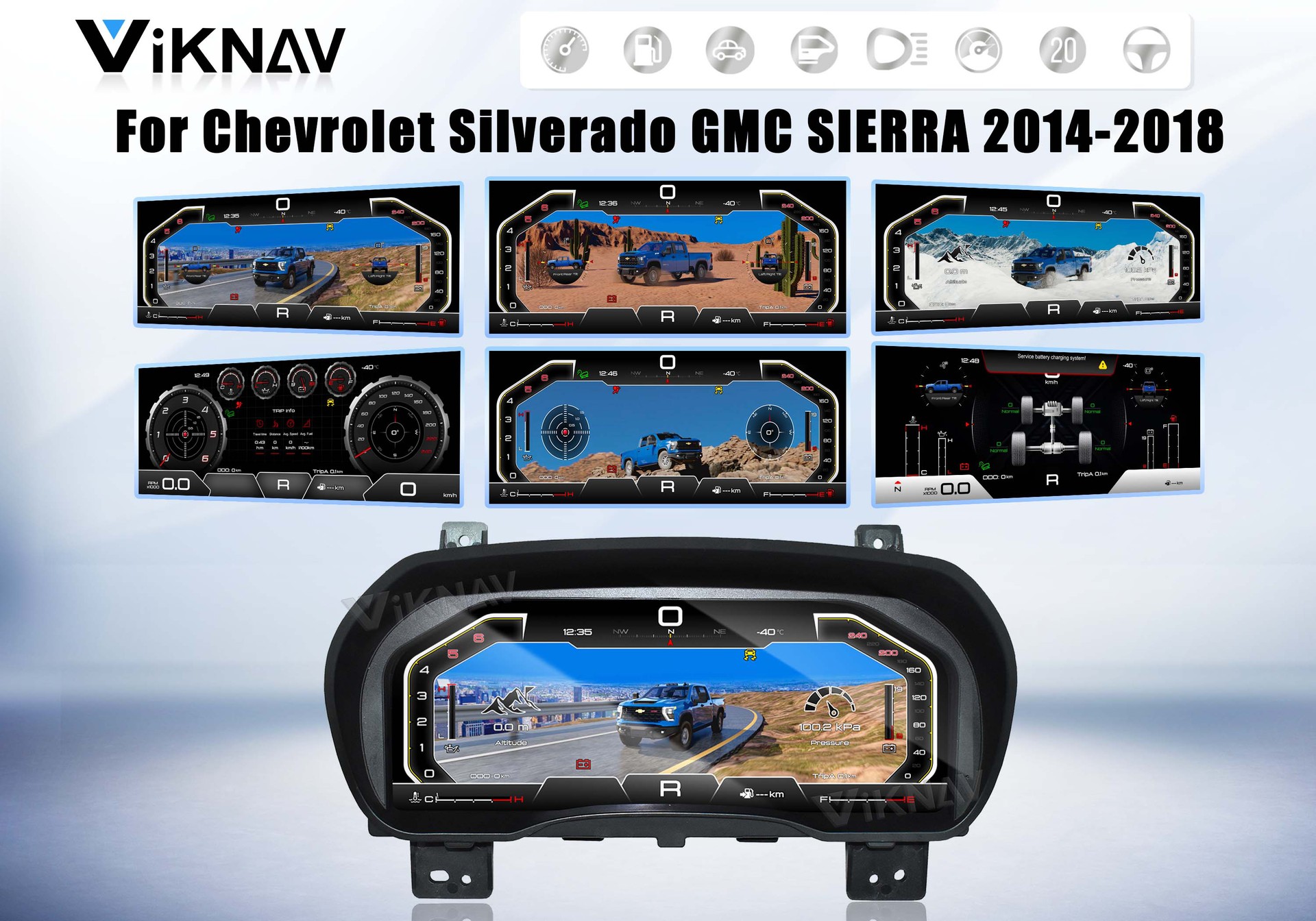 Suitable for Chevrolet Silverado GMC SIERRA14-18 models 13inch HD LCD instrument modification