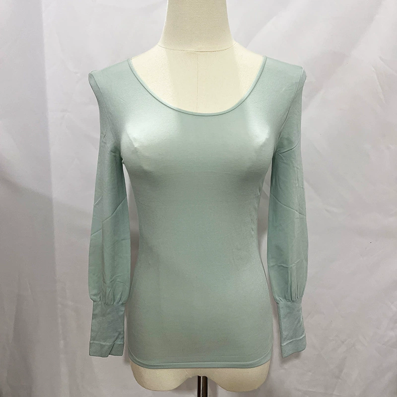 Nanjian P5737 хлопковая нижняя рубашка с U-образным вырезом теплый топ с длинными рукавами нижнее белье женское осеннее платье с круглым вырезом с низким воротником