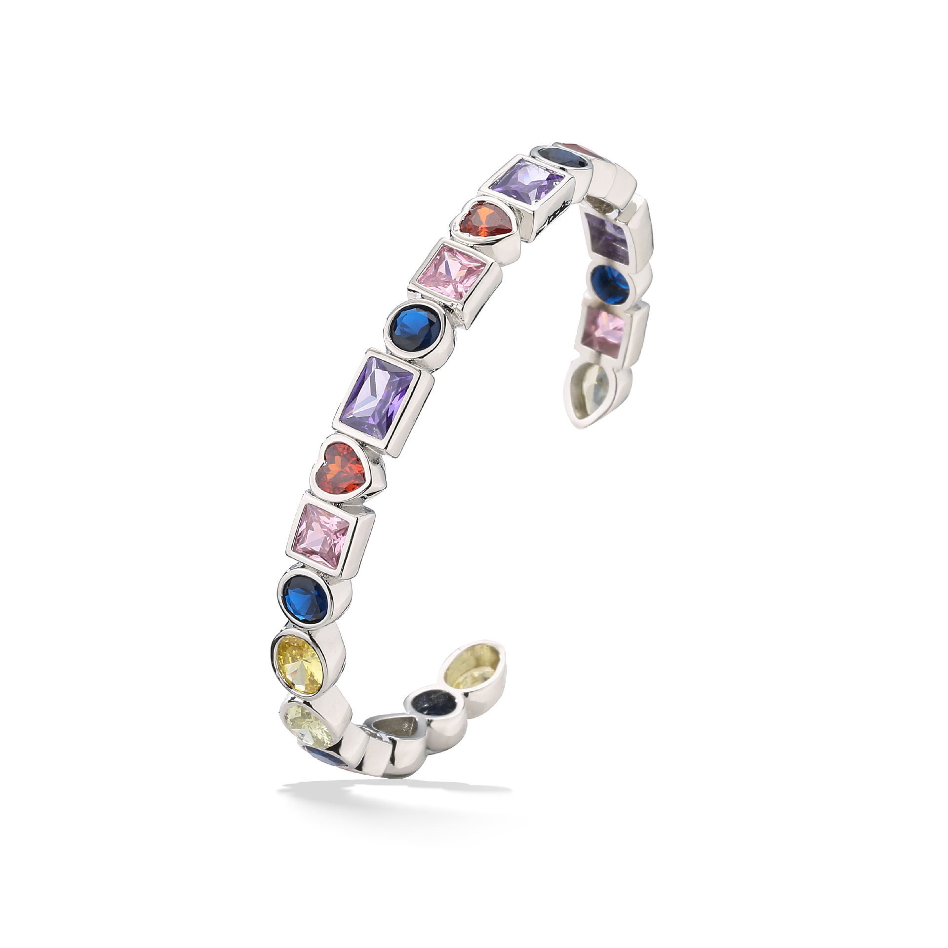 Cute Square Copper Inlay Zircon Bangle 1 Piece