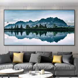 山湖宁静日光景观画布厂家批发高清喷绘油画布外贸入仓货源Shopee