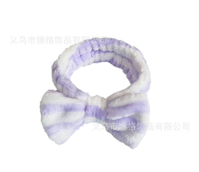 Franela rayas creativas para mujeres lavarse la cara rojo prensar el cabello mariposa cinturón de cabello maquillaje universal simple banda de cabeza