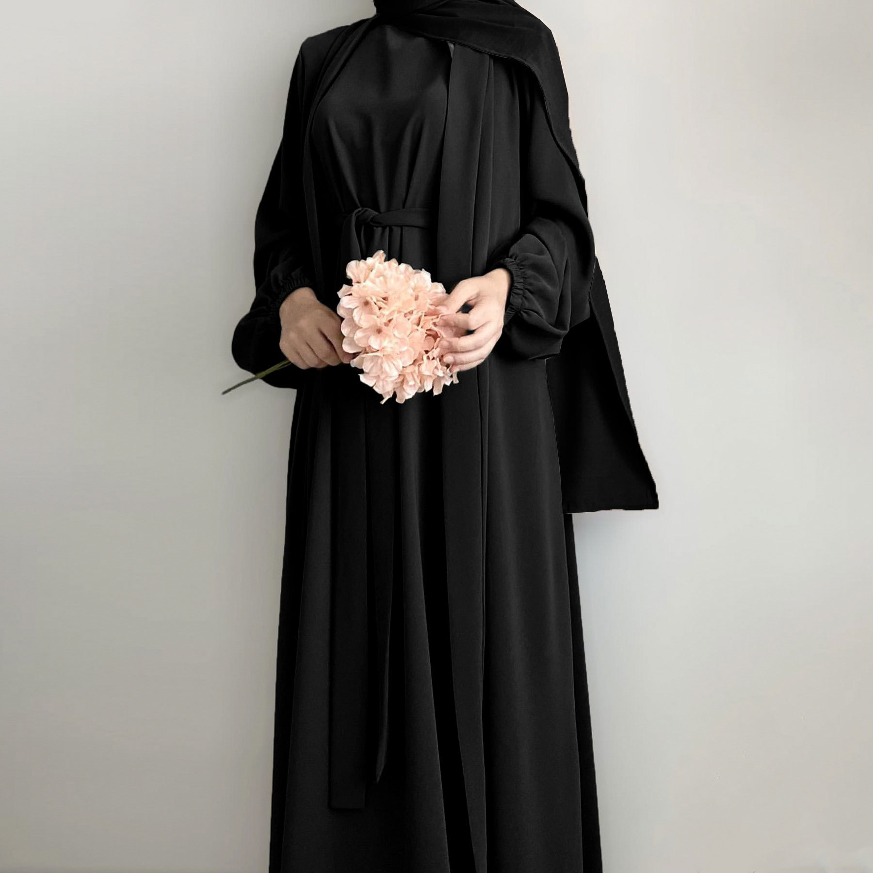 2025 Spring New Arrival Turkey Dubai Solid Color Two-Piece Women's Robe Dress_ecoleips.com