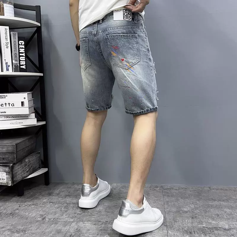 Ретро джинсовая юбка, мужские летние шорты, брюки, Slim fit