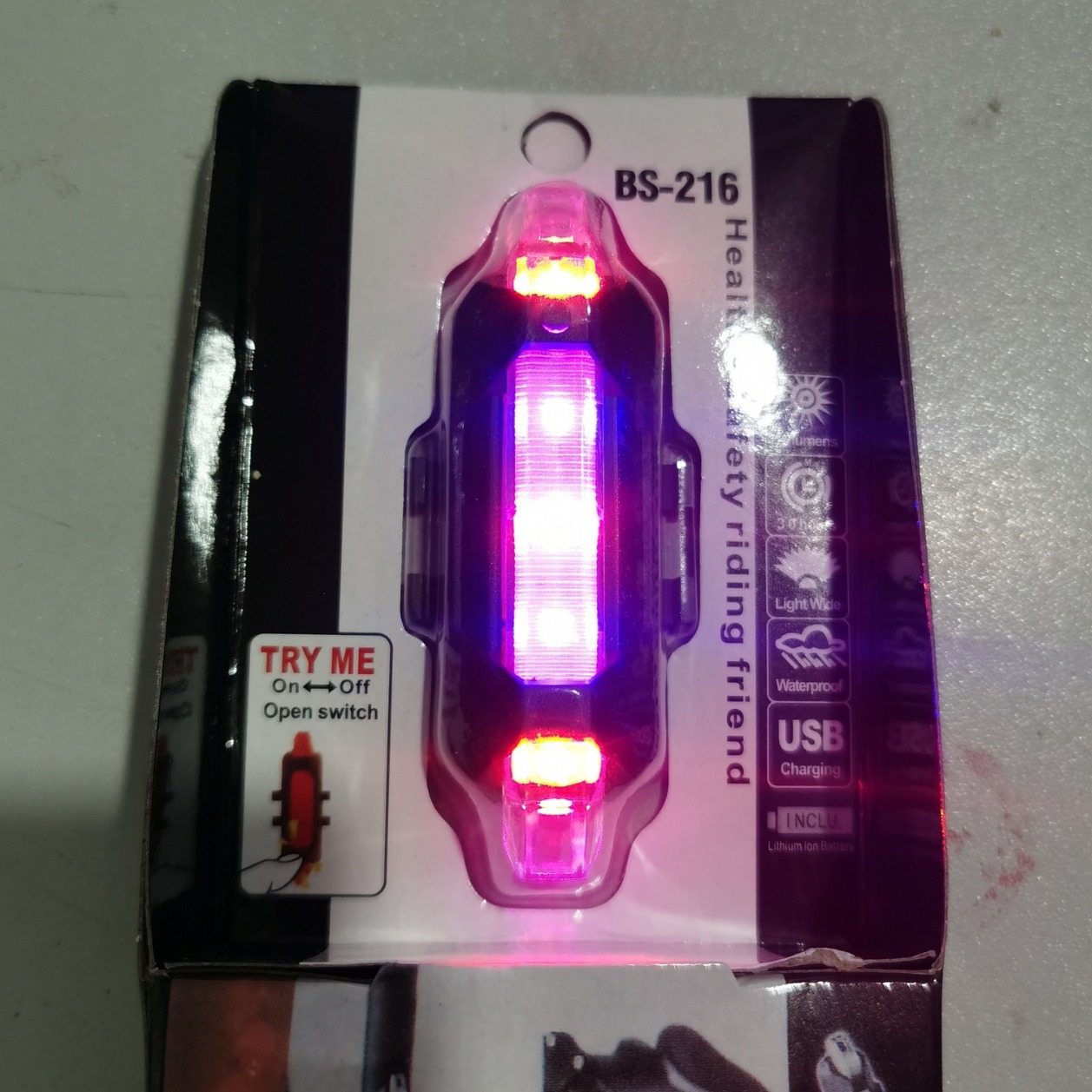 Bicicleta 216 luz trasera de carga USB de conducción nocturna luz de advertencia de seguridad al aire libre LED resalte luz de la bicicleta