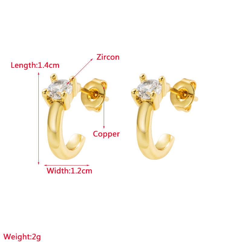 Mode Forme C Star Flocon De Neige Zircon Incrusté Le Cuivre Plaqué Or Des Boucles D'oreilles display picture 1