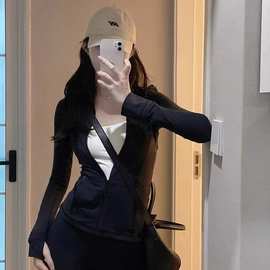 秋休闲百搭防晒服健身服瑜伽服跑步运动夹克修身显瘦气质长袖外套