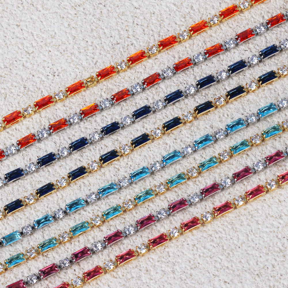 5g Weight Copper Pendant Material Zircon Inlay Material Bracelets Classification Copper Chain Material 1 Piece Quantity Holiday, Travel, Daily Occasion Copper Material Geometric Pattern Women's Gender Plating Design Casual, Simple Style, Streetwear Style Copper Plating Geometric Zircon Bracelets 2