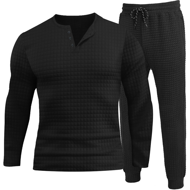 Herren Henley Shirt Und Jogger Hose Set Für Herbst Und Winter_voghion.com