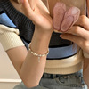 Fashionable bracelet from pearl, elastic jewelry, Korean style, silver 925 sample, light luxury style