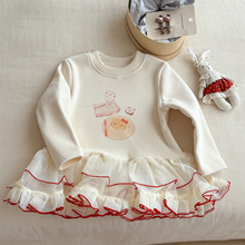 女童德绒打底衫新款秋冬装儿童洋气时髦小熊上衣宝宝长袖T恤跨境