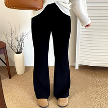 大码女装高腰休闲裤修身显瘦喇叭裤2025冬胖mm气质百搭裤子NK1291