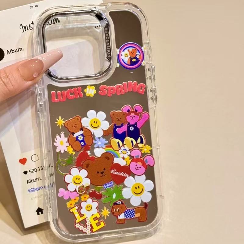 Capa única-espejo graffiti flor oso sm