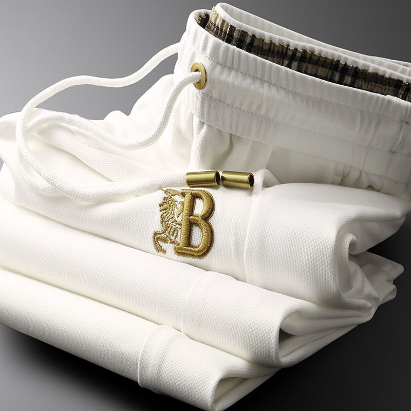 European Station Versatile Trendy Brand Knitted Sweatpants Spring and Summer Fashion Sweatpants Gold Embroider Slim Fit Casual Pants for Men with Small Feet