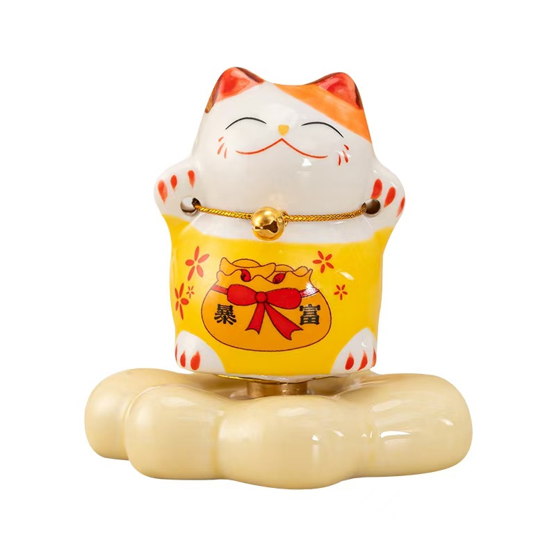 Mayorista lindo gato de ganancia girar la decoración de escritorio Jingdezhen cerámica pequeña decoración cerámica girar decoración