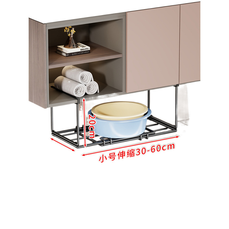 Hole-free hanging retractable washbasin rack iron bathroom storage…