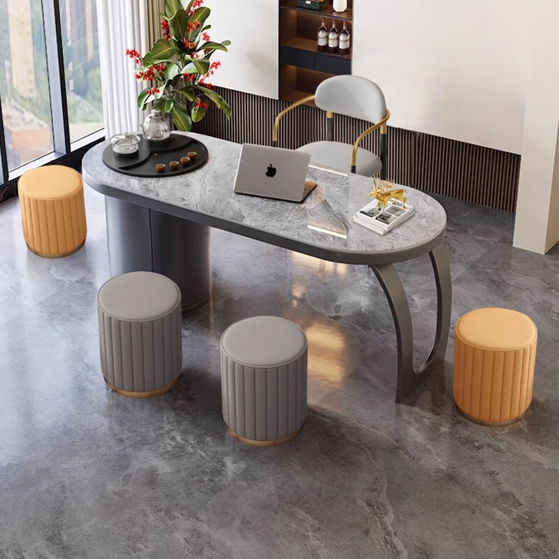 Slate Tea Table and Chair Set for Home Use, Balcony Light Luxury Tea Table, Modern Office Tea Table, Office Desk, Tea Table All-In-One Slate Tea Table and Chair Set for Home Use, Balcony Light Luxury Tea Table, Modern Office Tea Table, Office Desk, Tea Table All-In-One