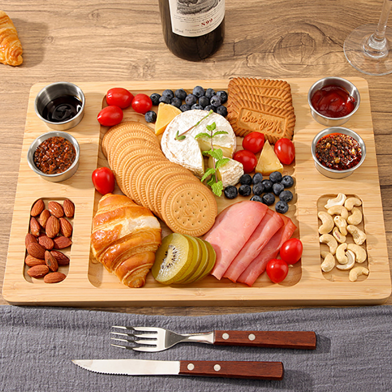 Tabla de cortar de bambú multifuncional tabla de cortar verduras casera snack snack bandeja de fiesta bandeja creativa