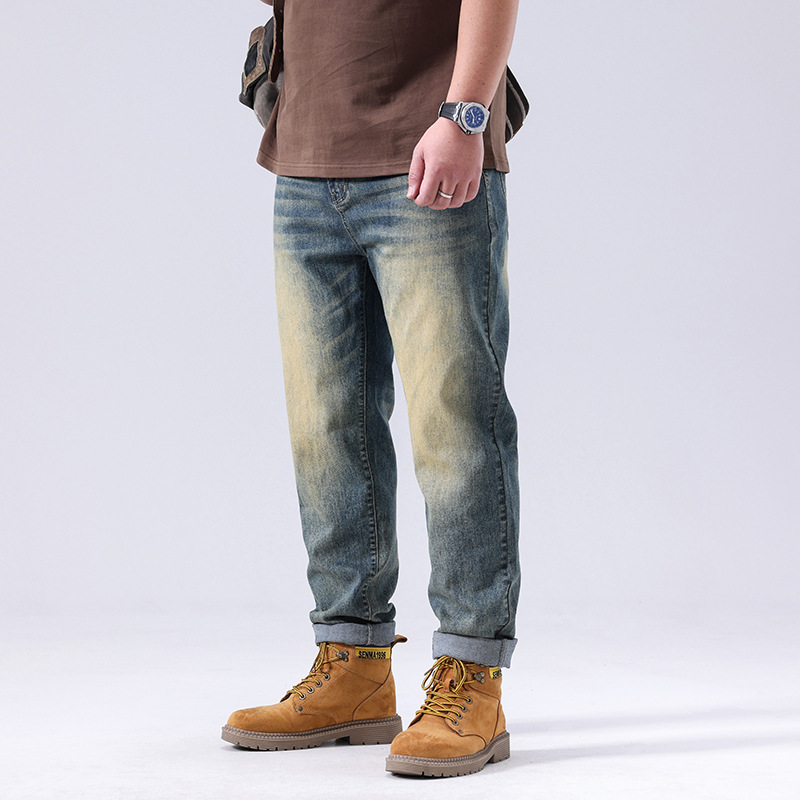 Herren Sommer neue Retro gewaschene Wasserdruck Blumenjeans lose Distressed Hosen_voghion.com