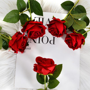 Single velvet rose flower artificial flower Valentine's Day wedding prop decoration flower wall waterfall artificial flower artificial silk flower