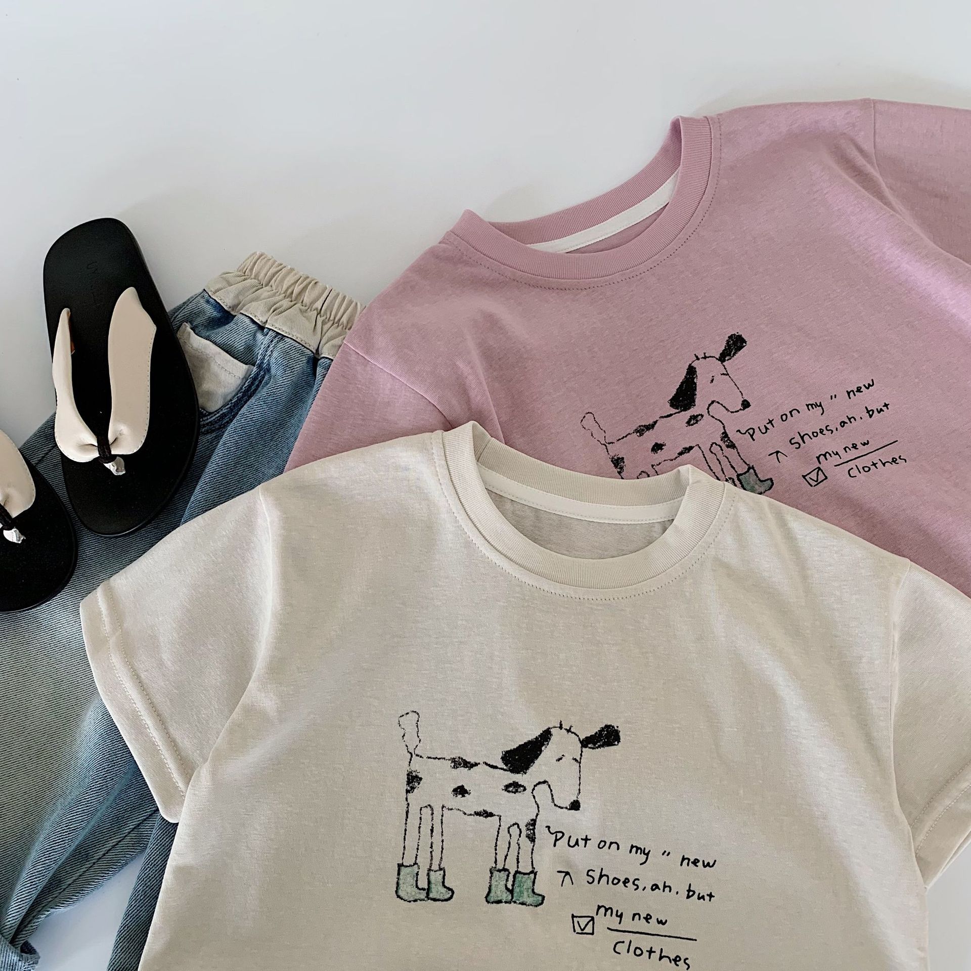 Maibao niños verano manga corta 2025 verano nuevo estilo coreano hombres y mujeres dibujos animados de bebé estilo occidental camiseta ropa de verano a