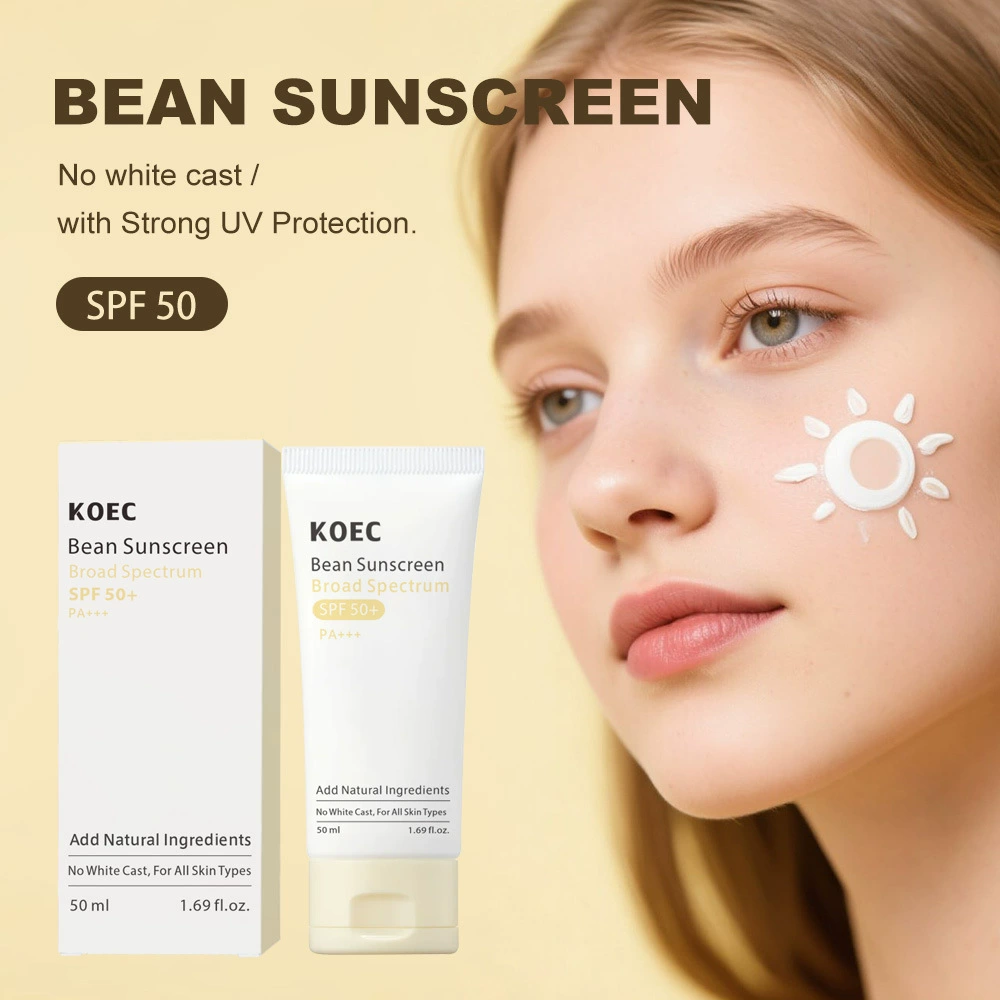 Солнцезащитный крем (KOEC) с бобовыми и соей, SPF50+ PA+++, лёгкая дышащая текстура, 50 мл