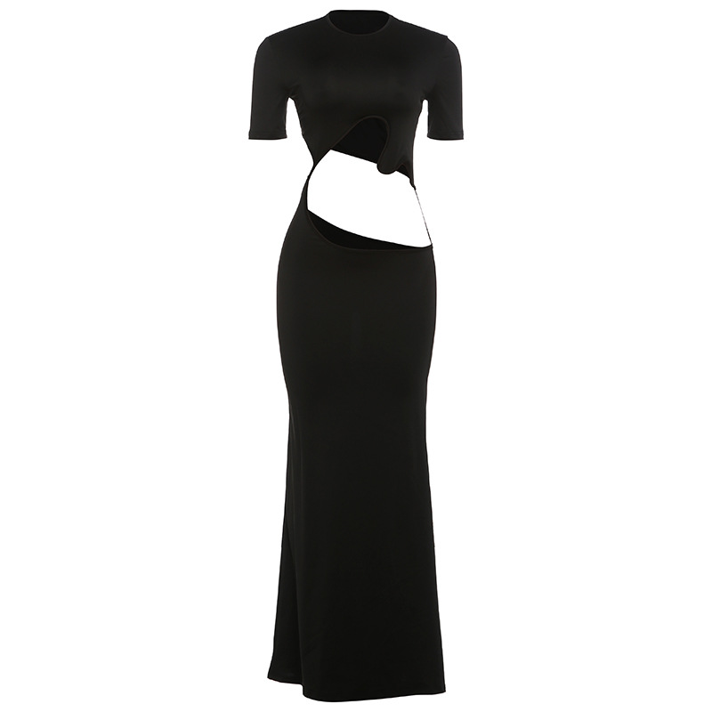 Women's Short-Sleeve Solid Color Bodycon Dress