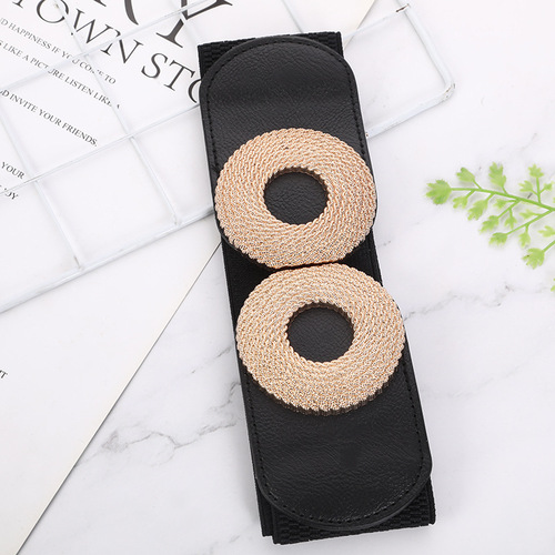 Factory Best Selling Women's Decorative Buttonless Elastic Wide Waist Four Seasons Versatile Down Jackets Dresses Elastic Waistband Han