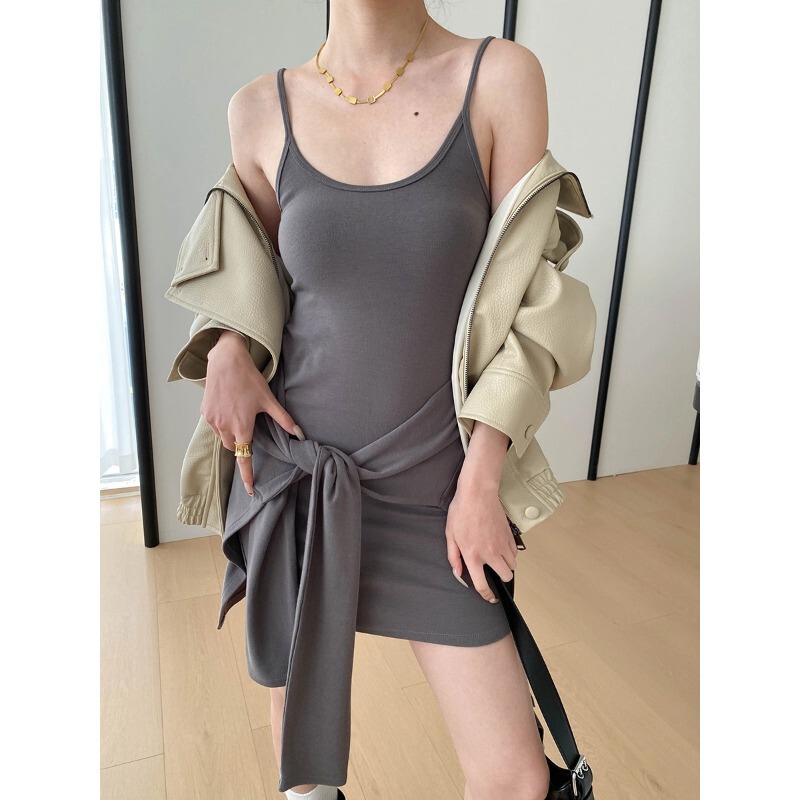 Sinan American Hot Girl Style Pure Desire Style Fake Two-Piece Dress with Waist Tie and Slim Fit Sn8638 Sinan American Hot Girl Style Pure Desire Style Fake Two-Piece Dress with Waist Tie and Slim Fit Sn8638