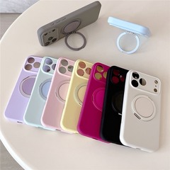 新款旋转支架液态硅胶苹果17手机壳iPhone16保护套磁吸按键全包薄